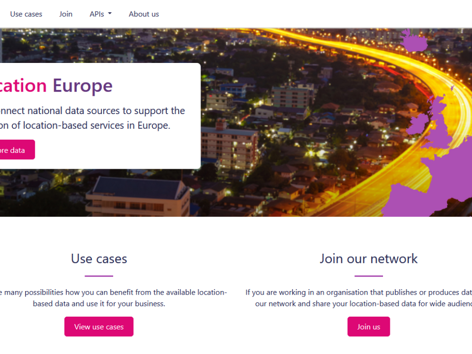 Screen shot from the Location Europe platform's front page.