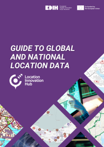 Cover of the guide to global and national location data. The cover displays LIH logo and some examples of visualised location data.