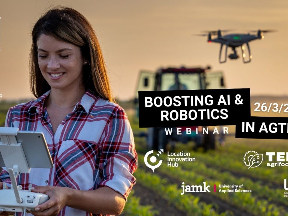 Young female farmer on a field flying a drone.