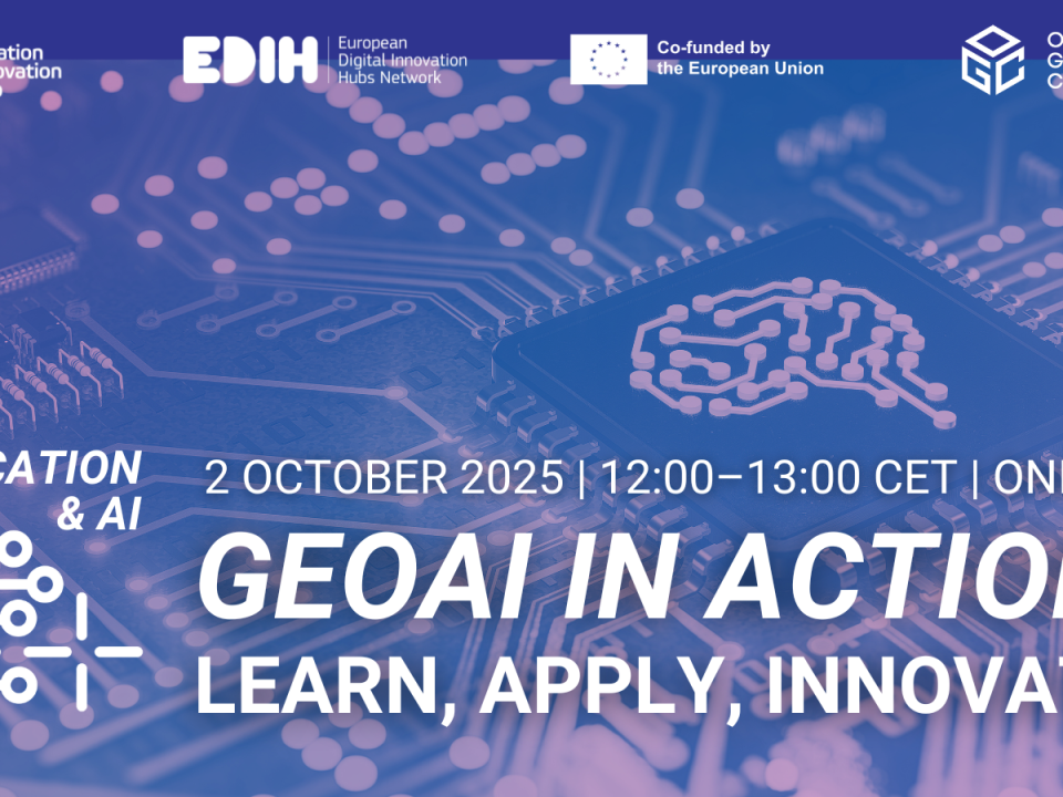 GeoAI in action: Learn, apply, innovatio, 2 October 2025 at 12 CET.